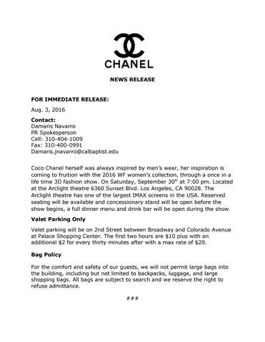 chanel pr contact|Chanel press release.